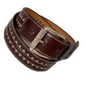 Michael by Michael Kors Belt Astor Brown Leather Studded 553440 Small 35 x 1.5